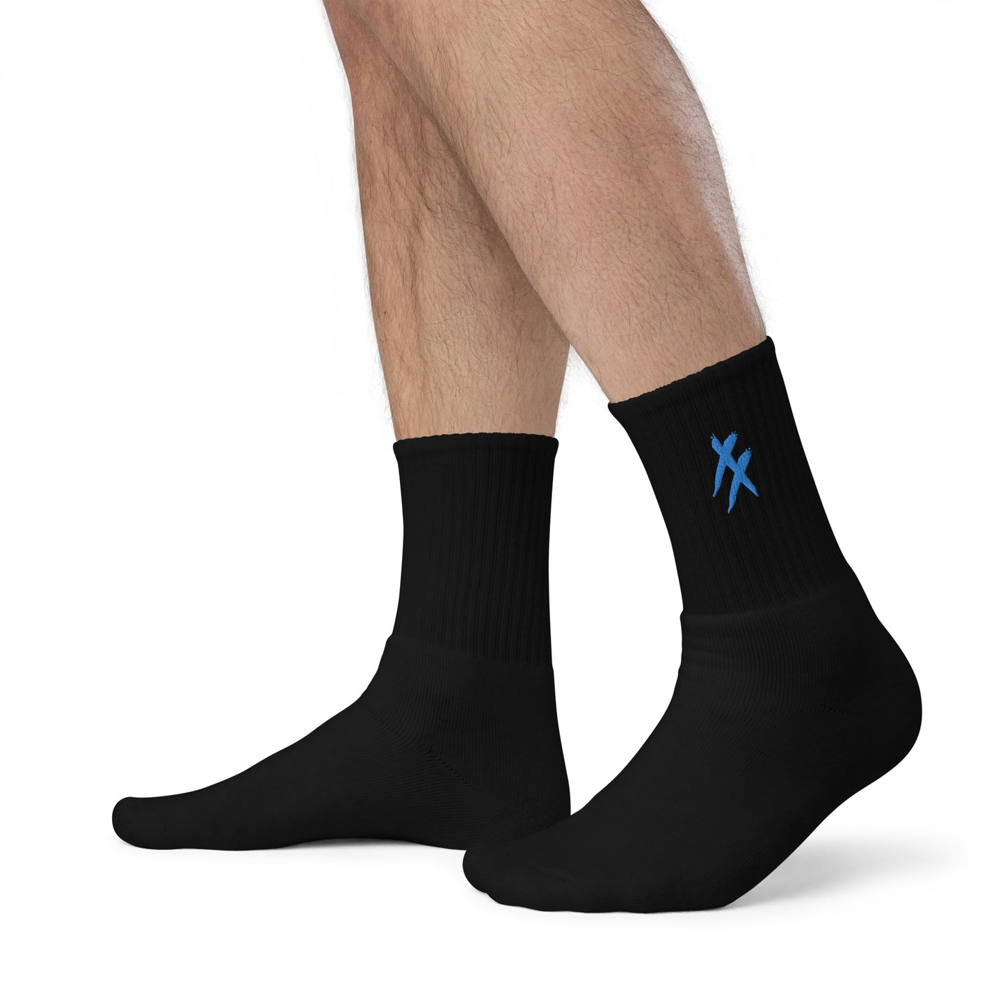 Blue X's - Embroidered socks