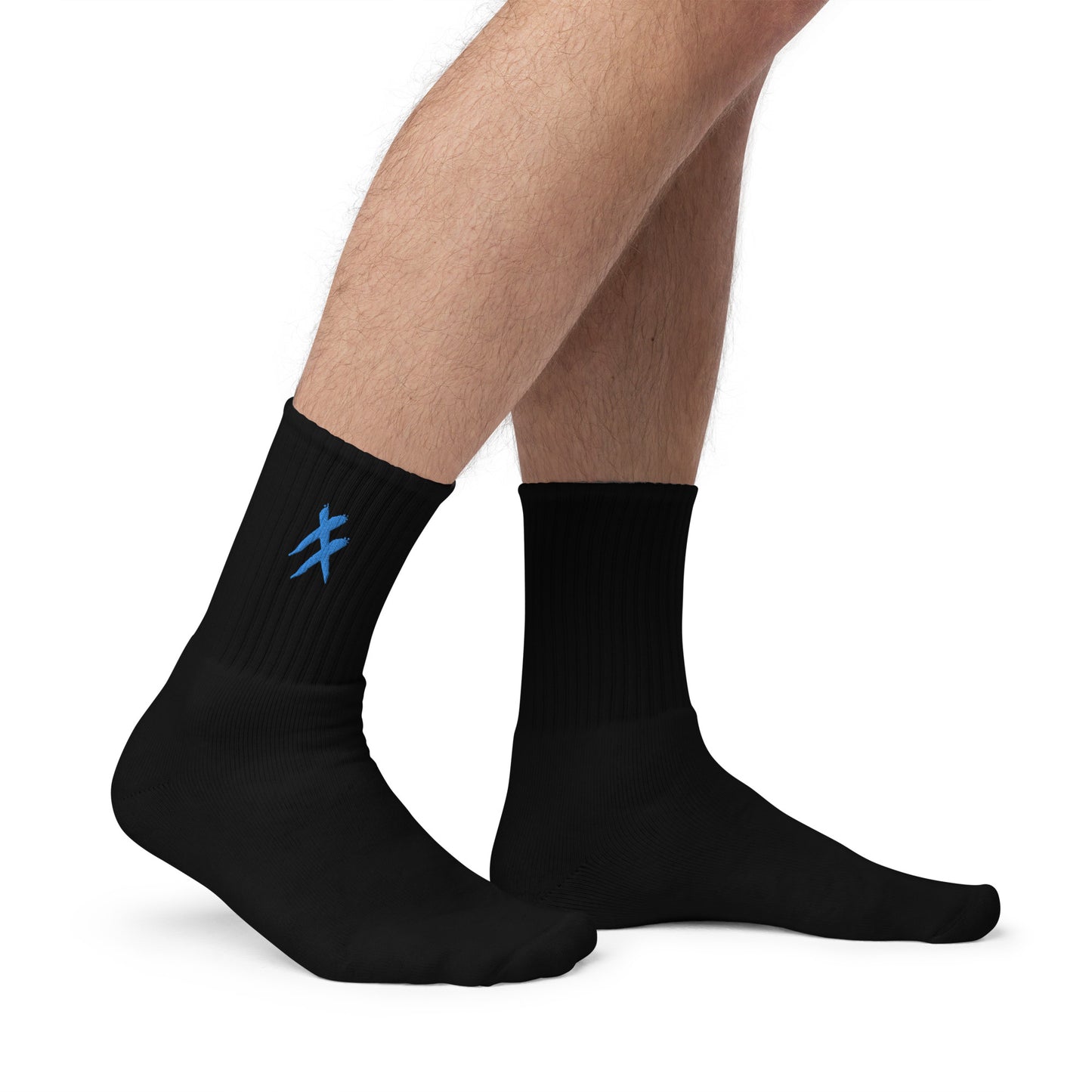 Blue X's - Embroidered socks